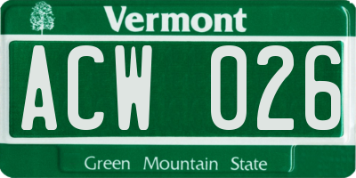 VT license plate ACW026