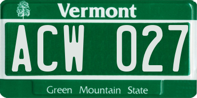 VT license plate ACW027