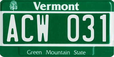 VT license plate ACW031