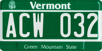 VT license plate ACW032