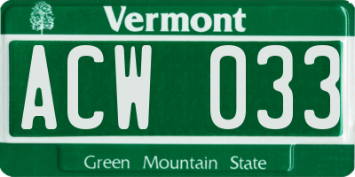 VT license plate ACW033