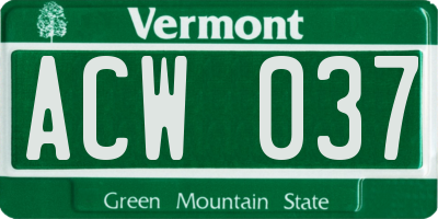 VT license plate ACW037