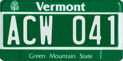 VT license plate ACW041
