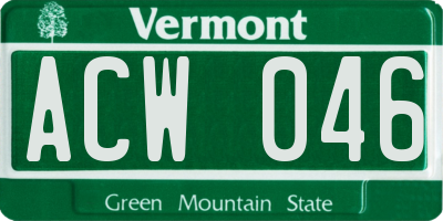 VT license plate ACW046