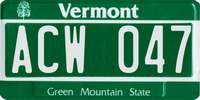 VT license plate ACW047