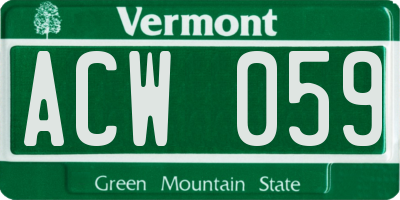 VT license plate ACW059