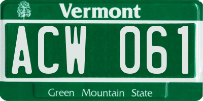 VT license plate ACW061