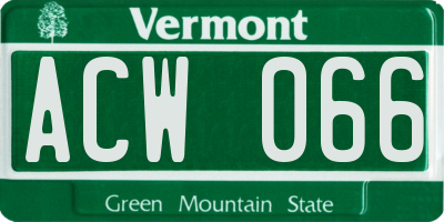 VT license plate ACW066