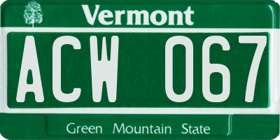 VT license plate ACW067