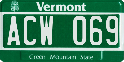 VT license plate ACW069
