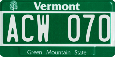 VT license plate ACW070