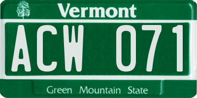 VT license plate ACW071