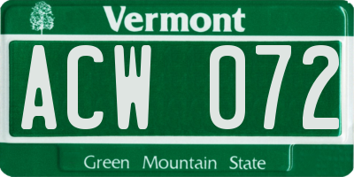 VT license plate ACW072