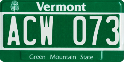 VT license plate ACW073