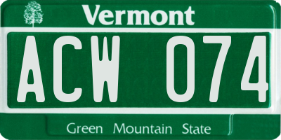 VT license plate ACW074