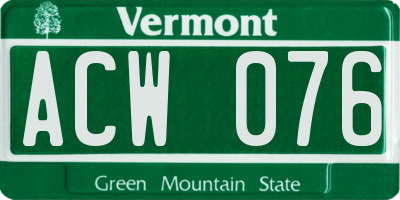 VT license plate ACW076