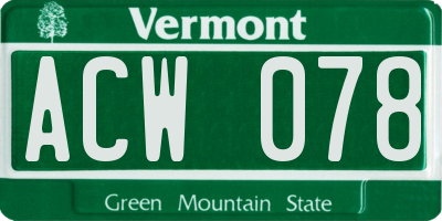VT license plate ACW078
