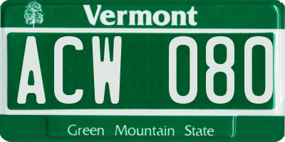 VT license plate ACW080