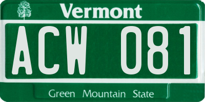 VT license plate ACW081