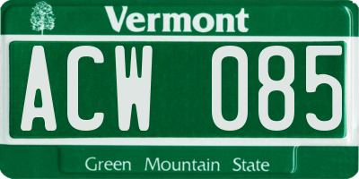 VT license plate ACW085