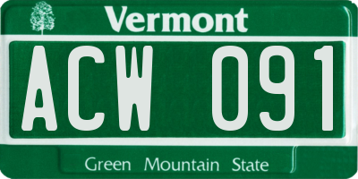 VT license plate ACW091