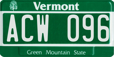 VT license plate ACW096