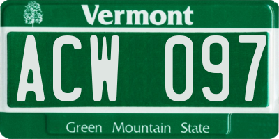 VT license plate ACW097