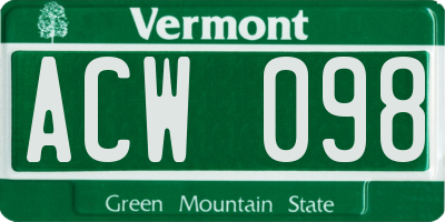 VT license plate ACW098