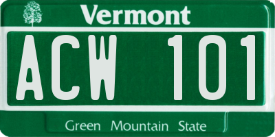VT license plate ACW101