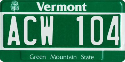 VT license plate ACW104
