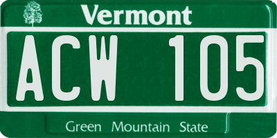 VT license plate ACW105