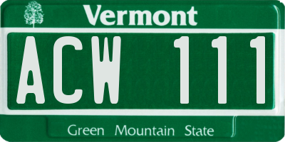 VT license plate ACW111