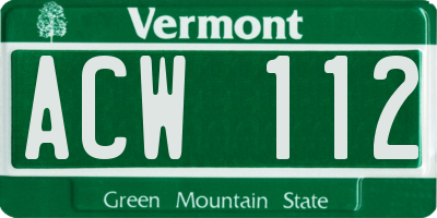 VT license plate ACW112