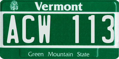 VT license plate ACW113