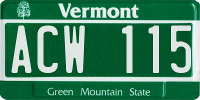 VT license plate ACW115