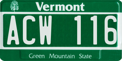 VT license plate ACW116