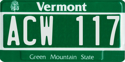 VT license plate ACW117