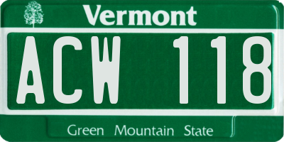 VT license plate ACW118