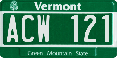 VT license plate ACW121