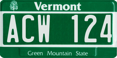VT license plate ACW124