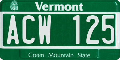 VT license plate ACW125