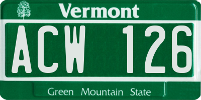 VT license plate ACW126