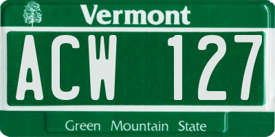 VT license plate ACW127