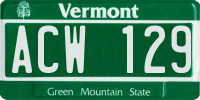 VT license plate ACW129