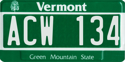 VT license plate ACW134