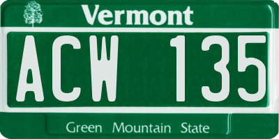 VT license plate ACW135