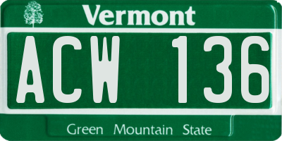 VT license plate ACW136