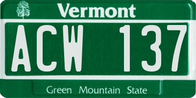 VT license plate ACW137