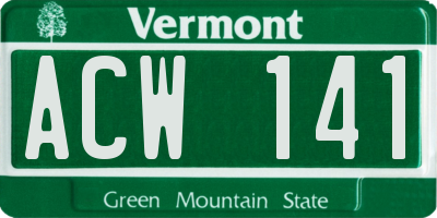 VT license plate ACW141