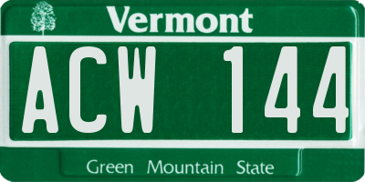 VT license plate ACW144